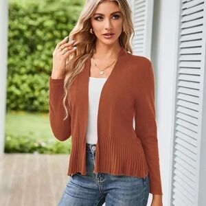 Grace Karin Women's‎ Brown Open Front Long Sleeve Cardigan Size Small